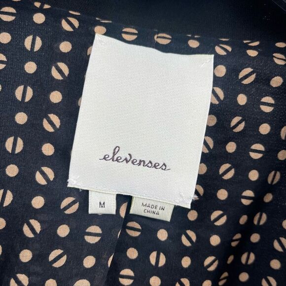 Elevenses Anthropologie Black Dimmet Drape Topper Jacket Blazer M Faux Leather - Picture 4 of 13